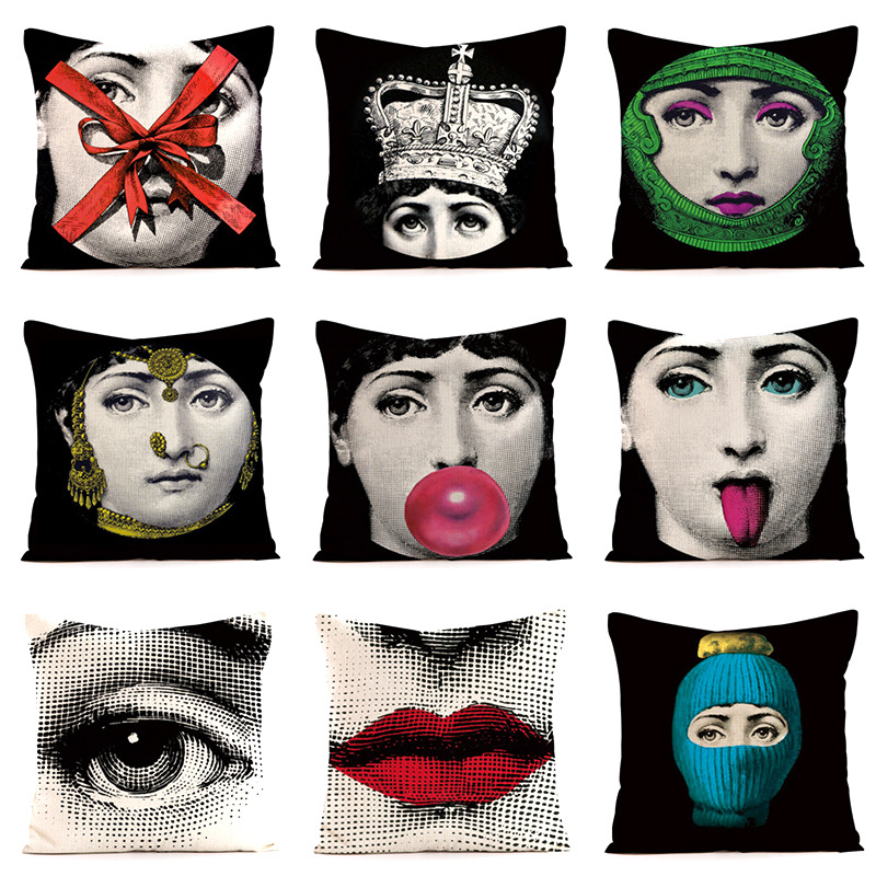 Home Textiles Throw - Fodera per cuscino con motivo facciale
