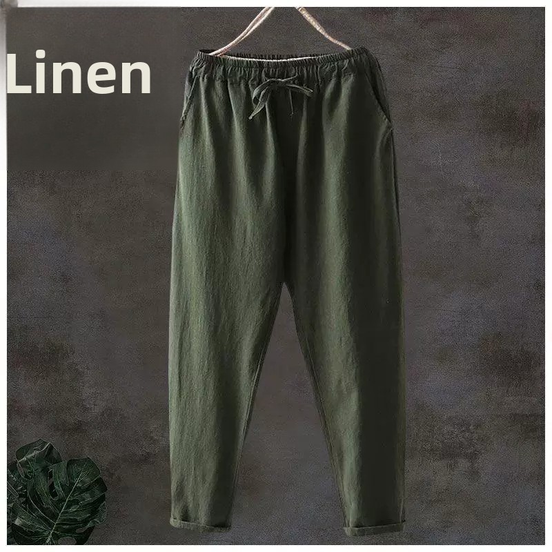 Home Textiles Store - Pantaloni Casual in Puro Lino Traspirante