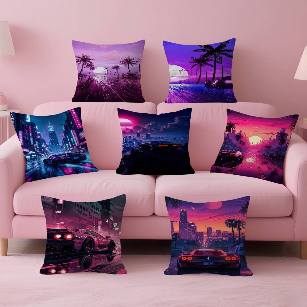 Home Textiles City - Fodera per cuscino con paesaggio urbano