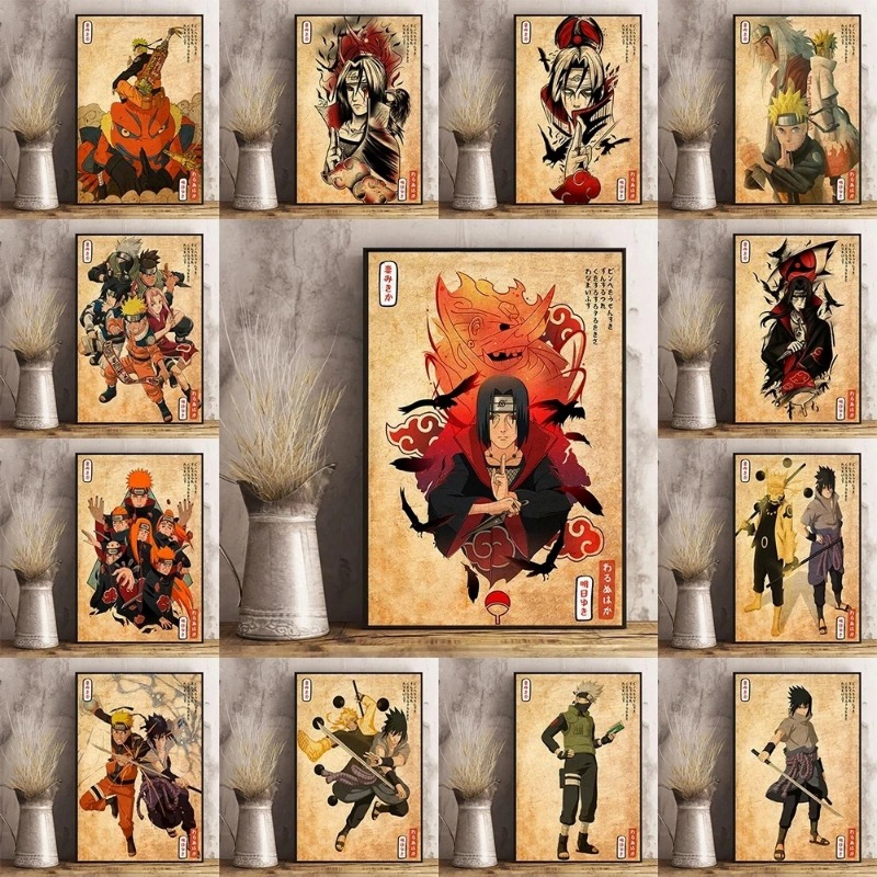 Xt Home Textiles - Anime giapponese Naruto Poster Retro Art