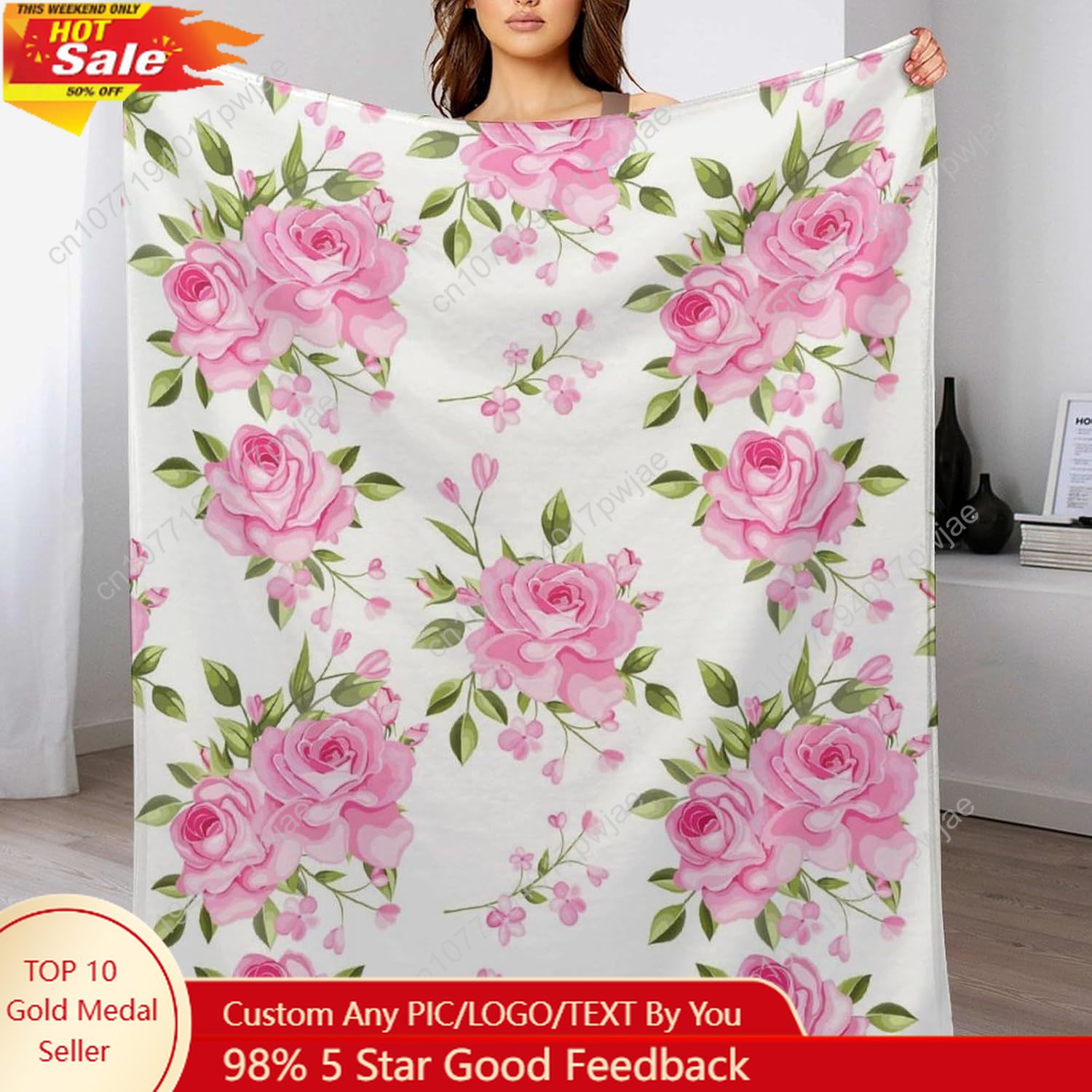 Coperta da tiro con fiori rosa - Home Textiles Throw recensione e prezzo